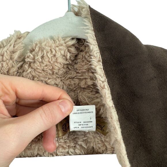 Democracy Brown Faux Suede Fur Open Front Vest Western Boho Womens Small - Picture 5 of 6